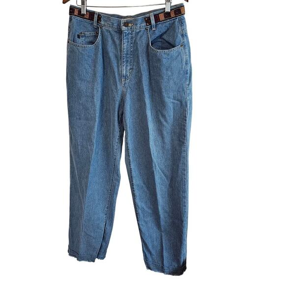 Democracy Vintage Beaded Jeans Women Size 14 Blue Y2K Cottage Boho Western Indie - Picture 1 of 13